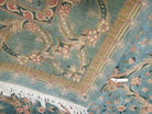 9' X 12' Hand Made Chinese Oriental Floral Garden Wool Rug Plush Pile Blue Teal - Jewel Rugs