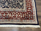 Indo Sarouk Rug 6x9, Vintage Indian Persian Rug, Wool Oriental Carpet, Navy Blue Red Allover Floral Rug, Traditional Very Fine Rug, Area Rug - Jewel Rugs