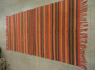 3'X7' Vintage Handmade South American Wool Blanket Kilim Rug Flat Weave Stripes - Jewel Rugs