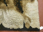 6' X 9' Vintage 1960 Danish Rya Shag DeLuxe Ege Rug Mid-Century Modern Ivory Brown - Jewel Rugs