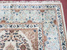 Fine Antique Persian Light Colored Kashan Carpet, 7x12, Top Quality, Rare, Ivory & Blues, Hand-Knotted, Wool - Jewel Rugs