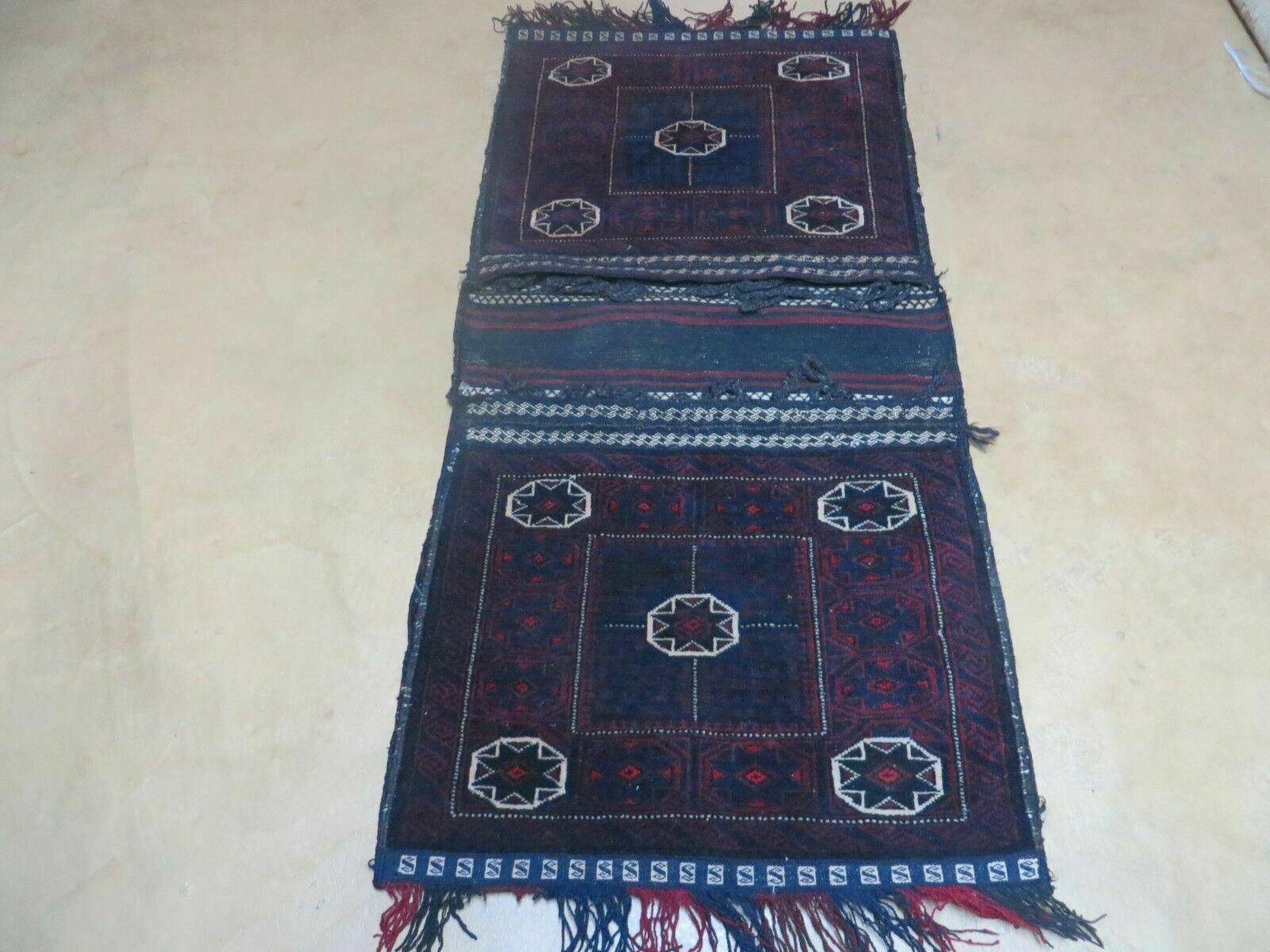 26" X 53" Antique Handmade Pakistan Balouchi Tribal Wool Rug Double Saddlebag Tobreh - Jewel Rugs