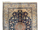 4x5 Ultra Fine Rug Handmade Rug Medallion Rug Floral Rug Beige Dark Blue Rug - Jewel Rugs