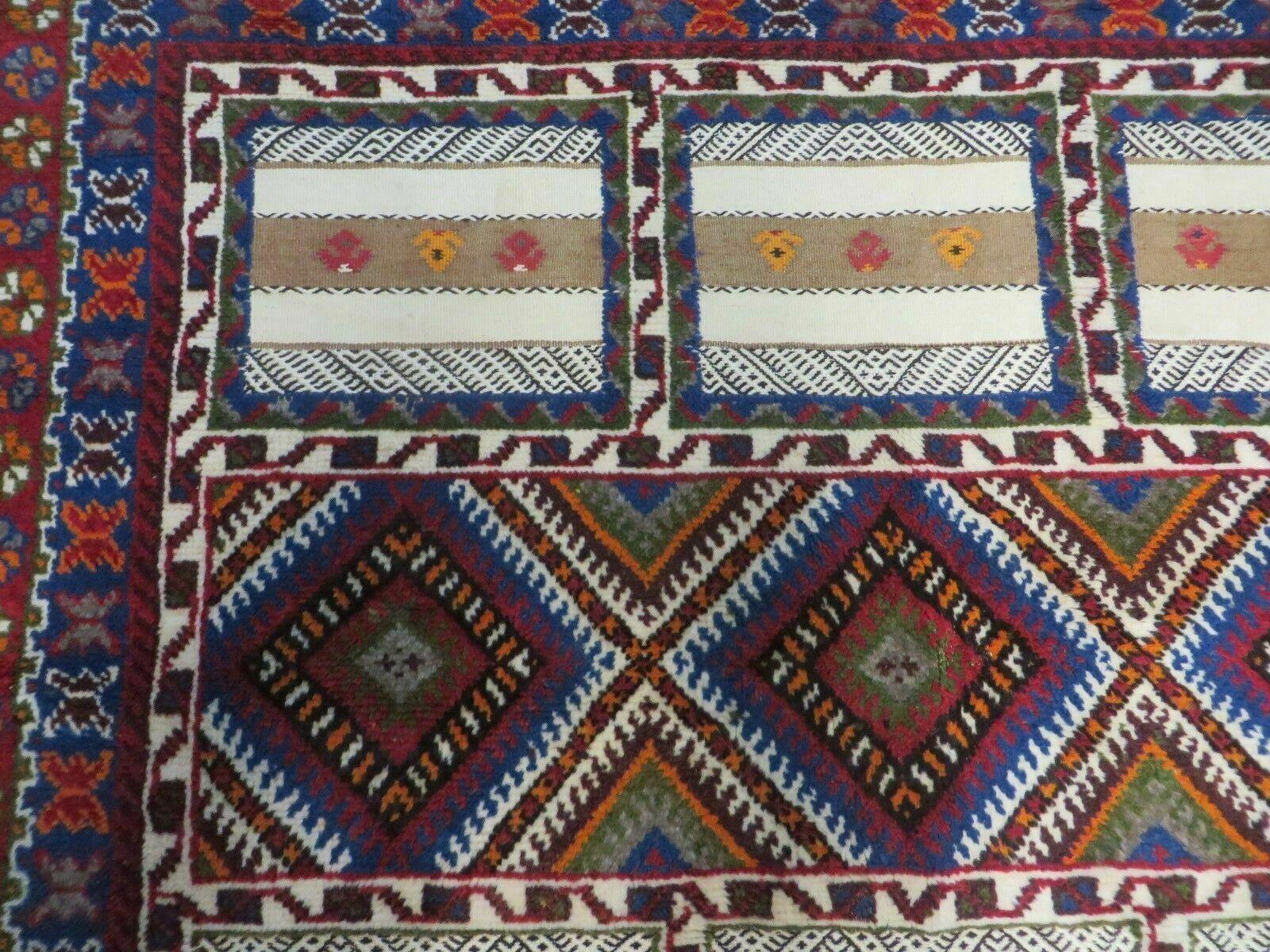 6' 6" X 10' 6" Vintage Handmade Moroccan Tribal Wool Rug Flat Weave Sections - Jewel Rugs