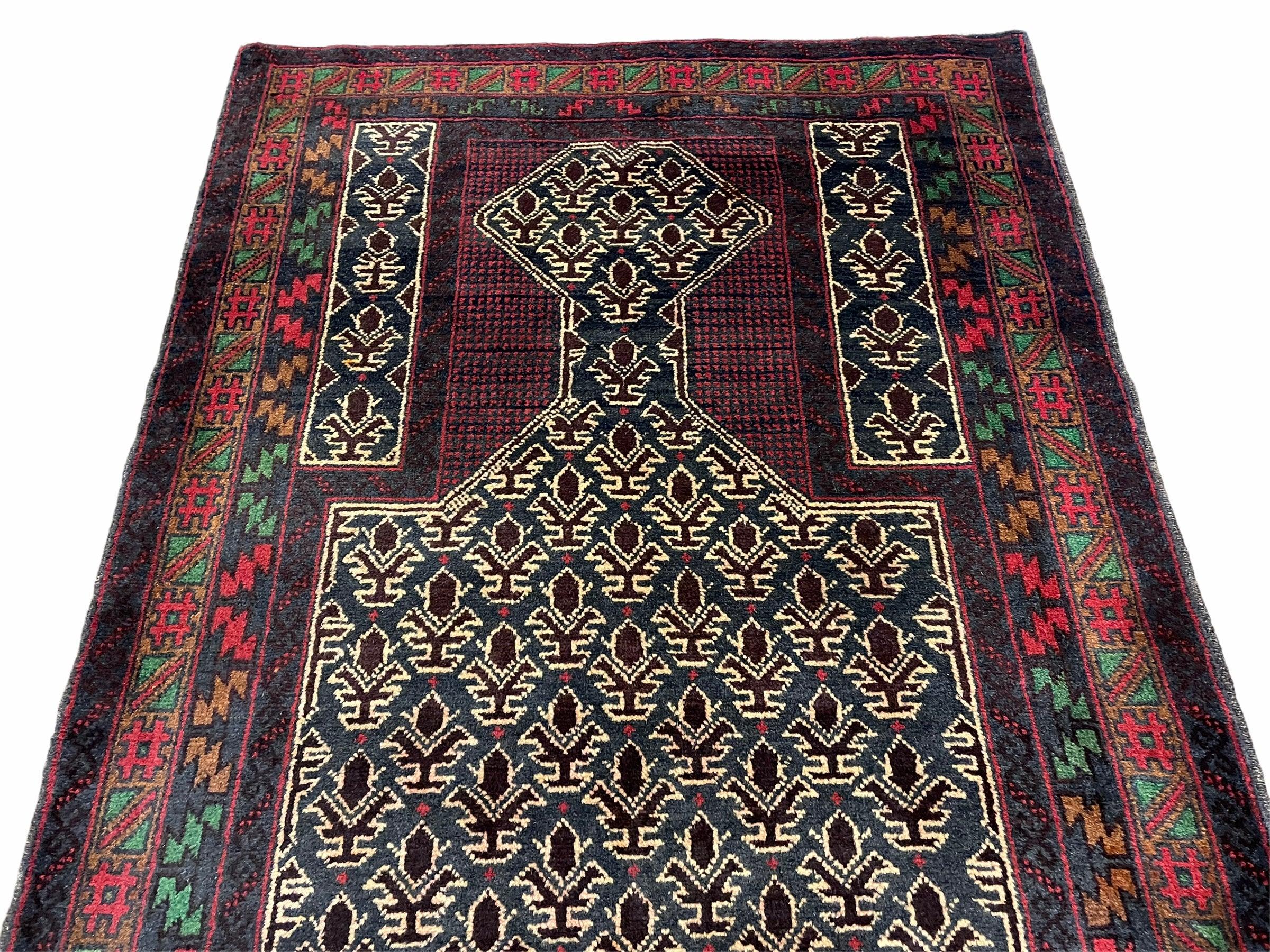 3x5 New Vintage Handmade Wool Rug Tribal Balouch Turkoman Prayer Rug Veggie Dyes - Jewel Rugs