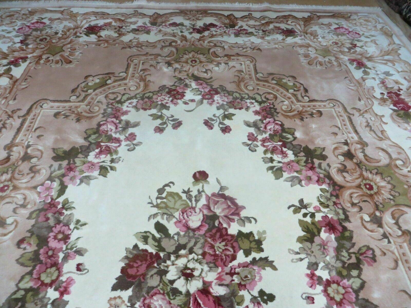 8' 6" X 12' Handmade Art Deco Aubusson Chinese Wool Rug Plush Pile Carpet Nice - Jewel Rugs