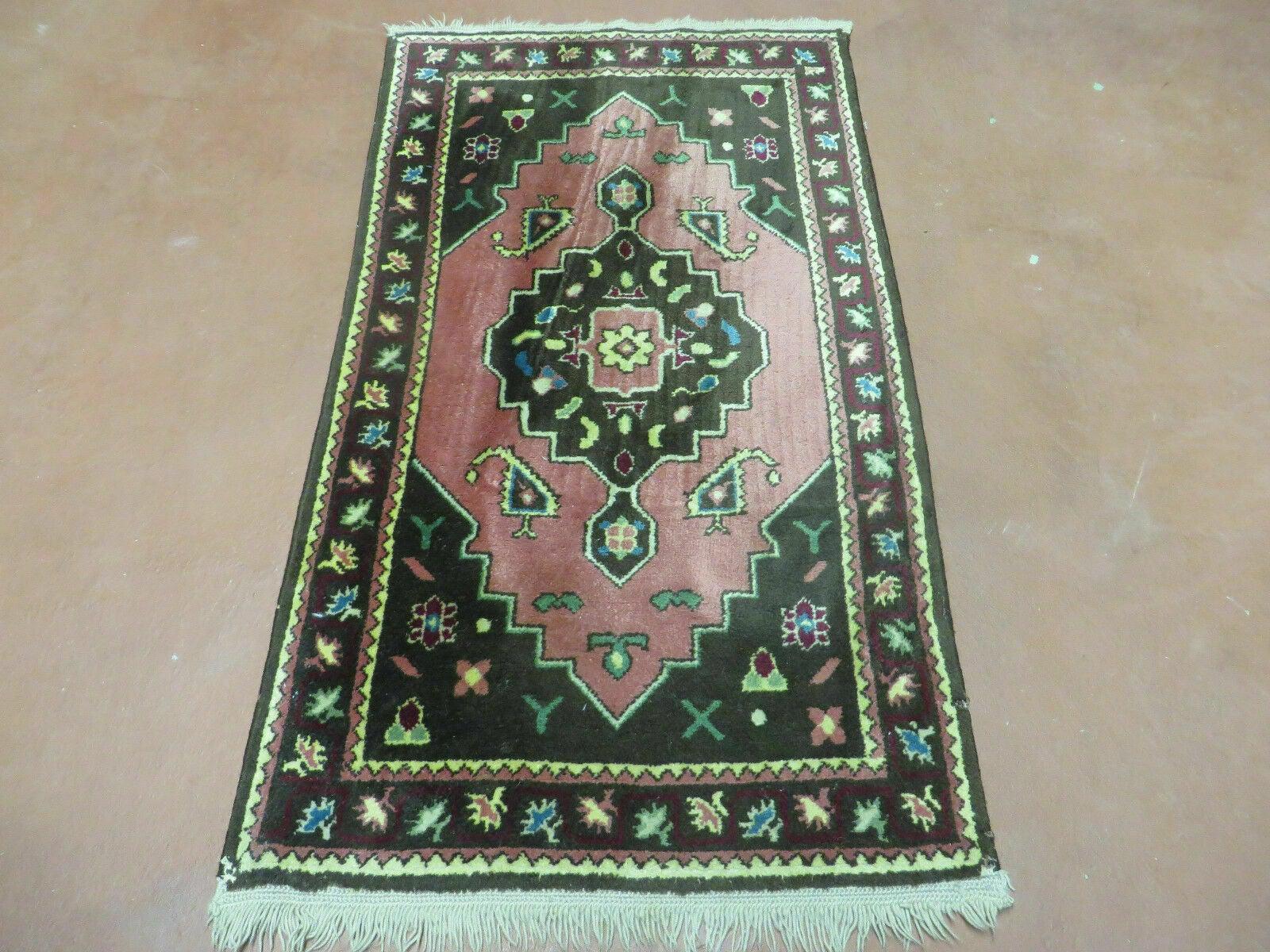 22" X 38" Vintage European German Handmade Hooked Rug Nice - Jewel Rugs