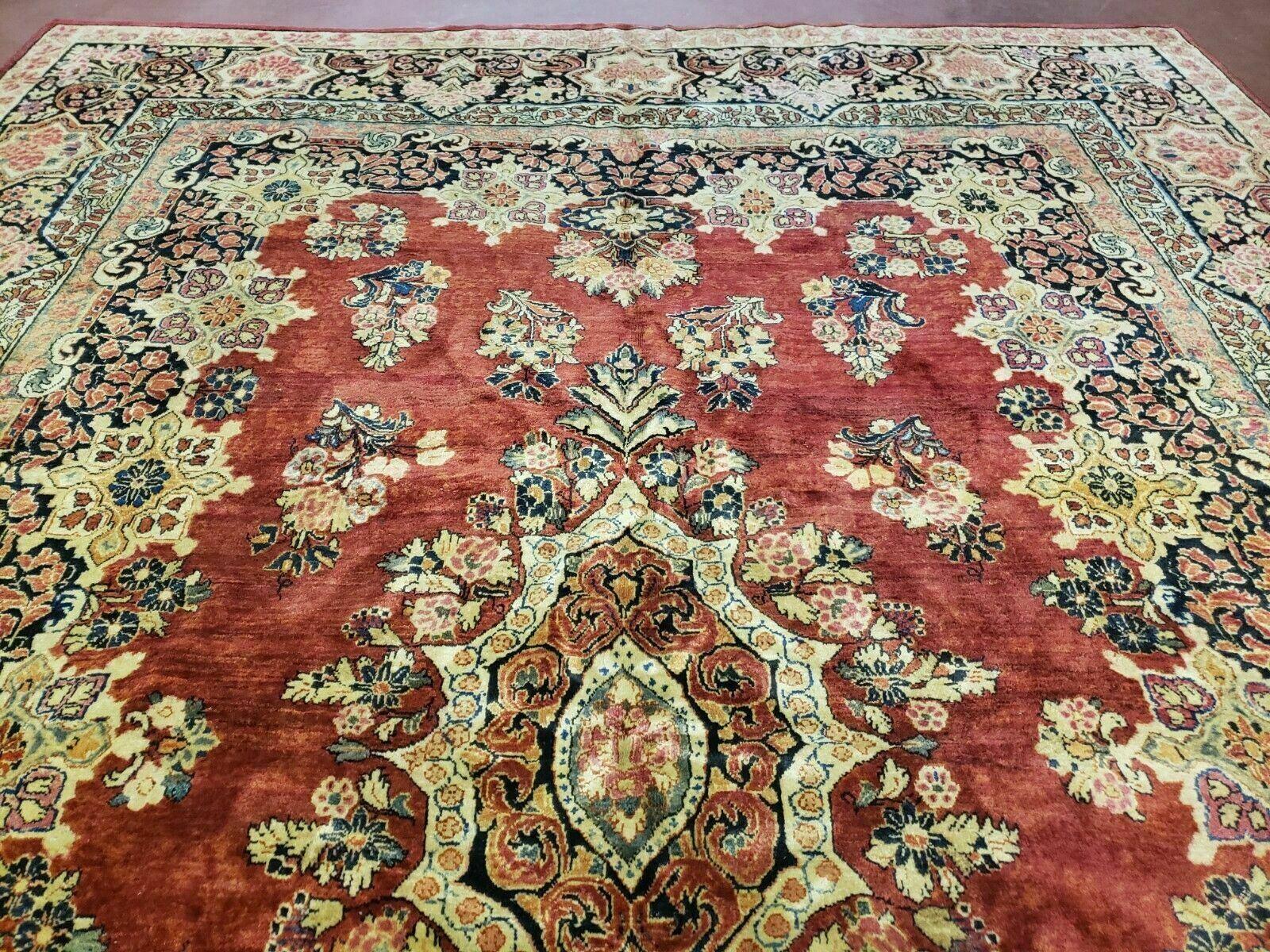 9' X 12' Authentic Antique Oriental Floral Red Allover Medallion Wool Rug Beauty - Jewel Rugs