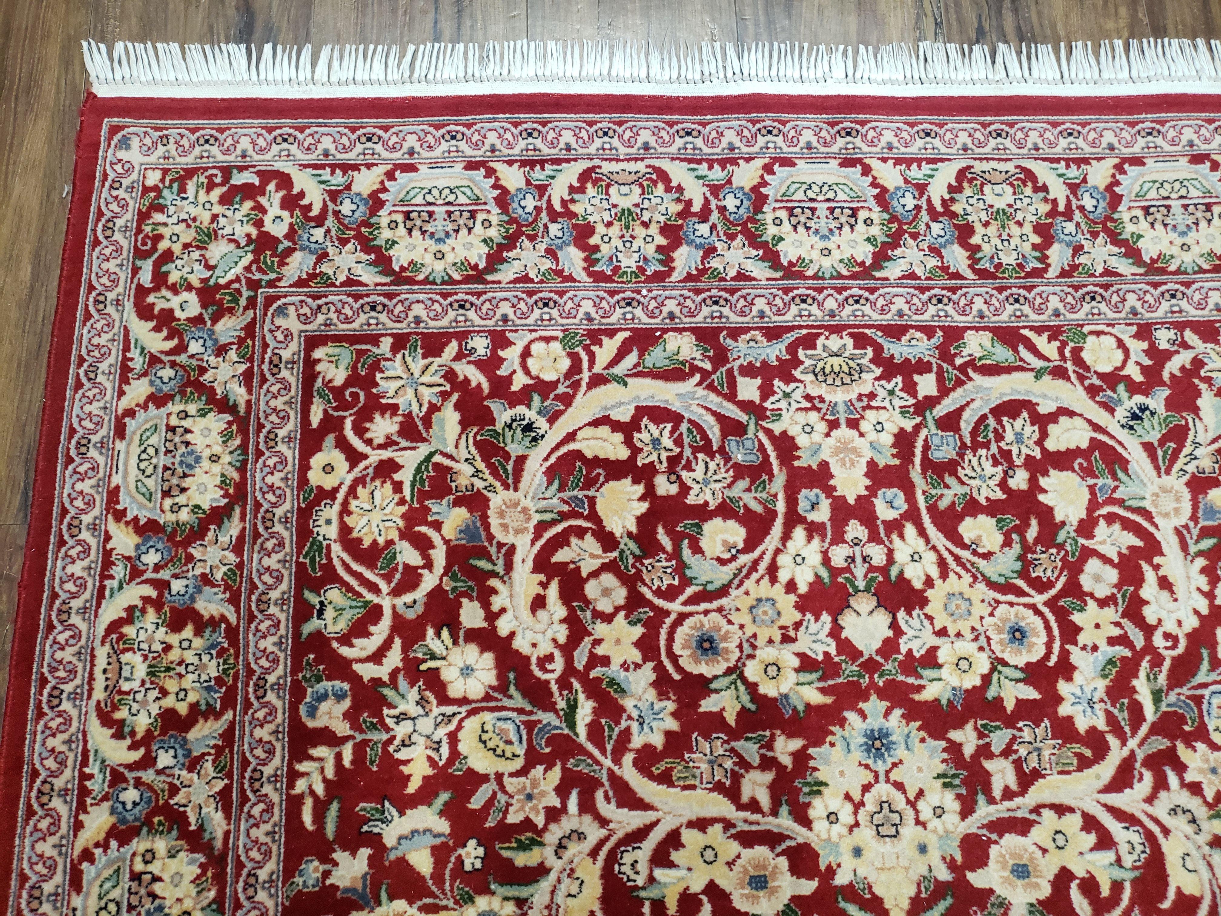 Vintage Pak Persian Area Rug, Red & Beige Pakistani Oriental Carpet, Hand-Knotted Wool Rug, 4x6 Rug Handmade Hand Knotted, Foyer Room Rug - Jewel Rugs