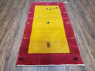 3' X 5' 5" Handmade Indo Gabbeh Wool Rug Animal Subjects Tomato Red - Jewel Rugs