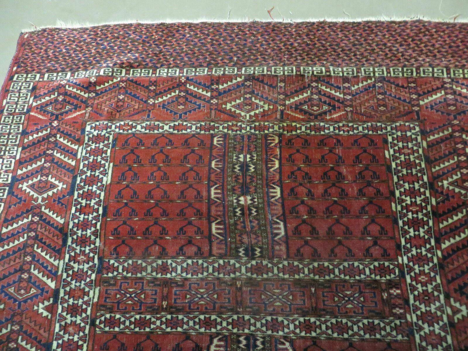 4' X 5' Antique Handmade Fine Tekkeh Turkoman Engsi Hatchli 4 Seasons Wool Rug - Jewel Rugs