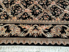 10' X 14' Handmade Fine Chinese Allover Floral Wool Rug Hand Knotted Black Nice - Jewel Rugs