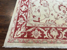 Peshawar Rug 8x12 Pakistani Carpet, Oriental Rug 8 x 12 Chobi Rug, Beige and Red, Allover Large Floral Design, Hand Knotted Vintage Wool - Jewel Rugs