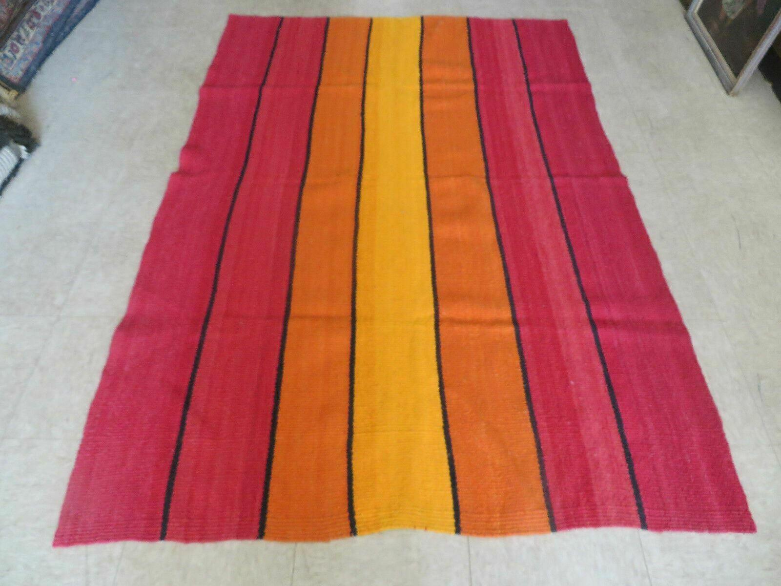 4' x 6' Vintage Handmade South American Kilim Chief Blanket Design Rug Stripes - Jewel Rugs