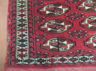 2.5' X 4' Antique Handmade Red Turkoman Tribal Wool Rug Cushion Case Elephant Foot Design - Jewel Rugs