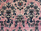 Antique Persian Sarouk Rug 2.4 x 4.9, Red and Dark Blue, Floral, Hand-Knotted, Small Carpet, Traditional, Authentic Oriental Rug 1920s Nice - Jewel Rugs