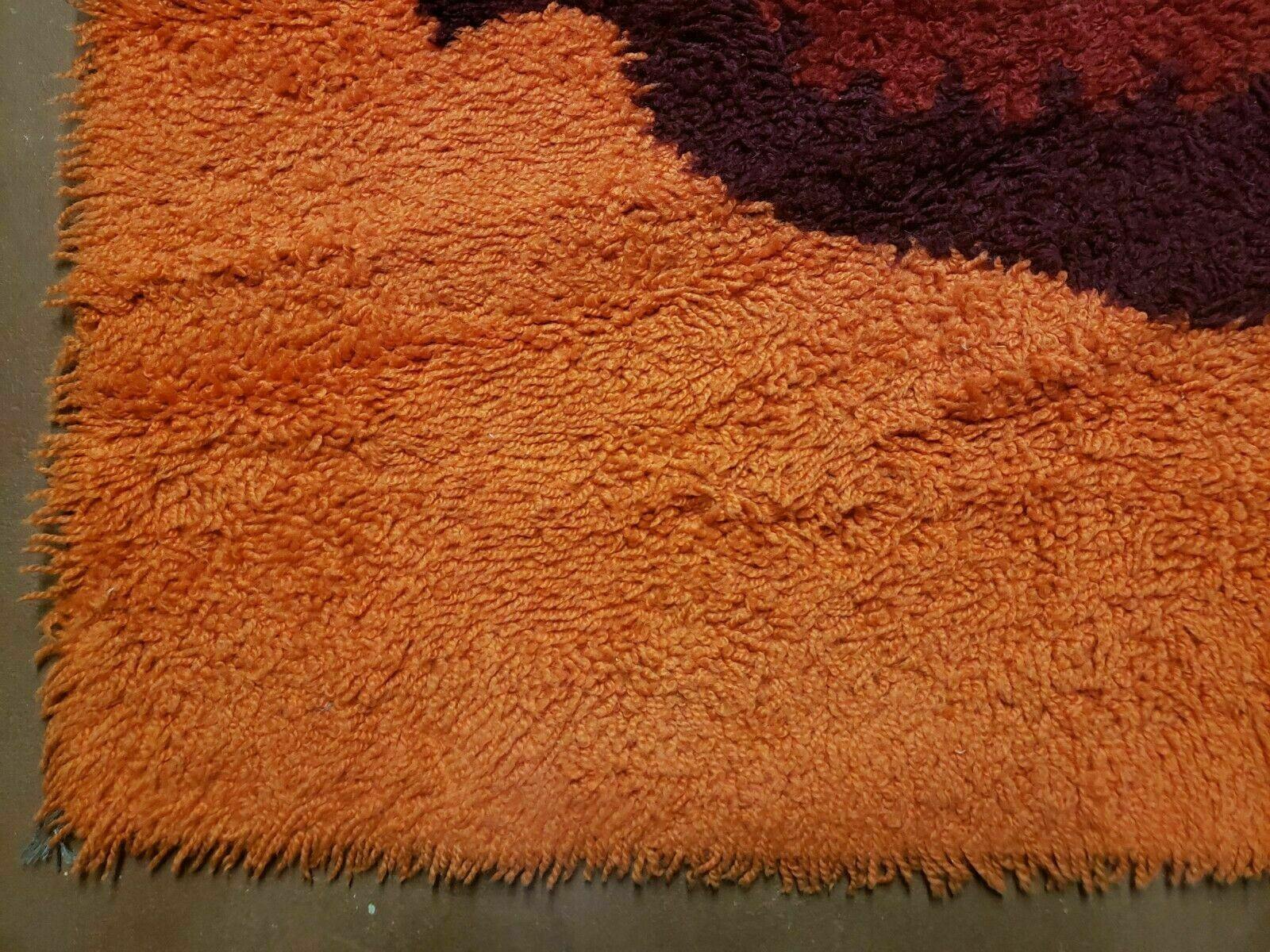 4' X 6' Vintage 1960 Danish Rya Shag DeLuxe Ege Rug Mid-Century Modern Orange Wow - Jewel Rugs