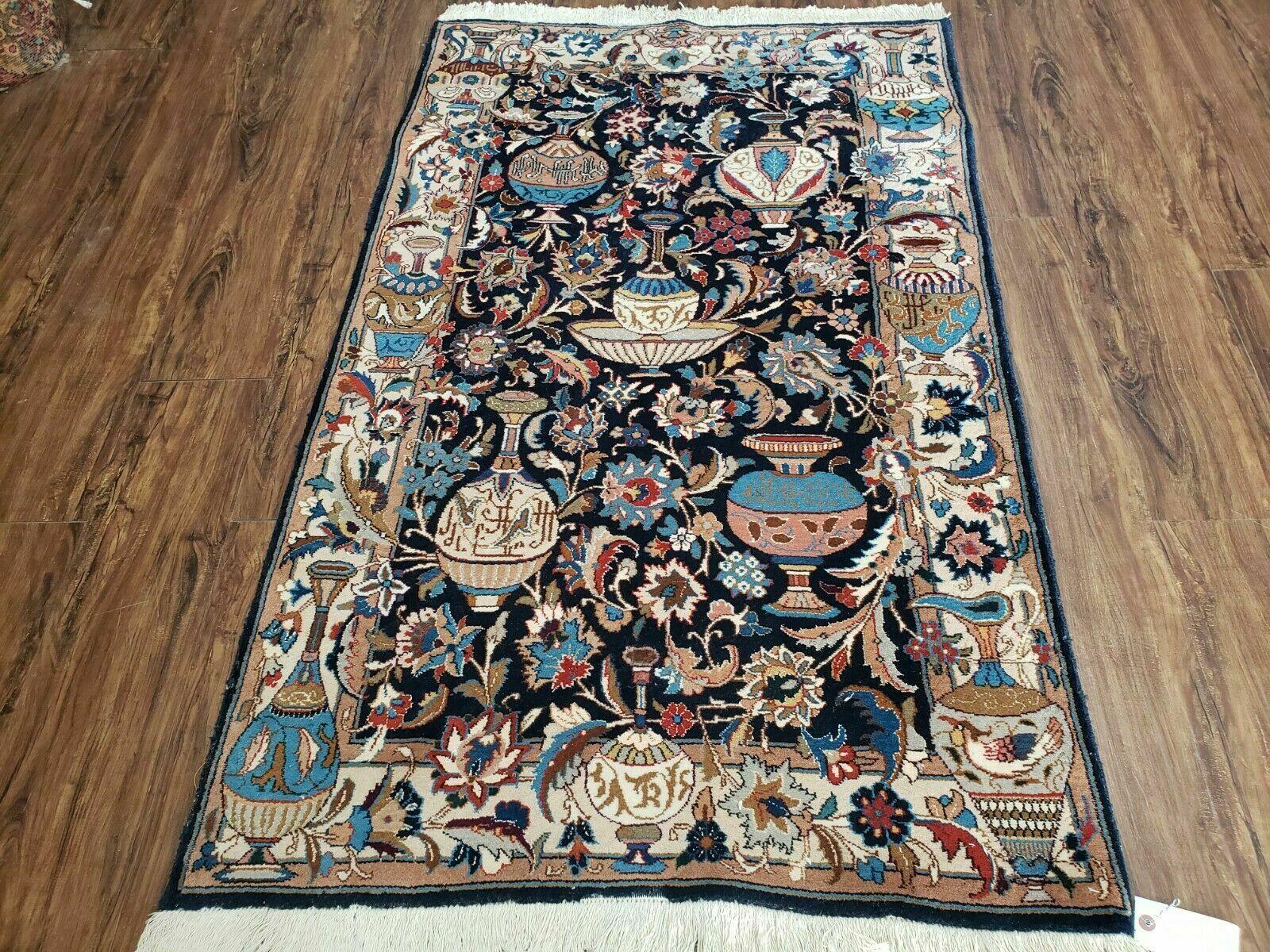 3' X 5' Handmade Floral Vase Design Allover Wool Rug Carpet - Jewel Rugs