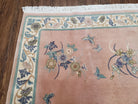 Chinese Carving Rug 3'9" x 5' 9", Vintage Handmade Art Deco Rug 90 Line Carpet, 4x6, Pink Cream Teal, Flowers Butterflies, Pretty, Soft Pile - Jewel Rugs