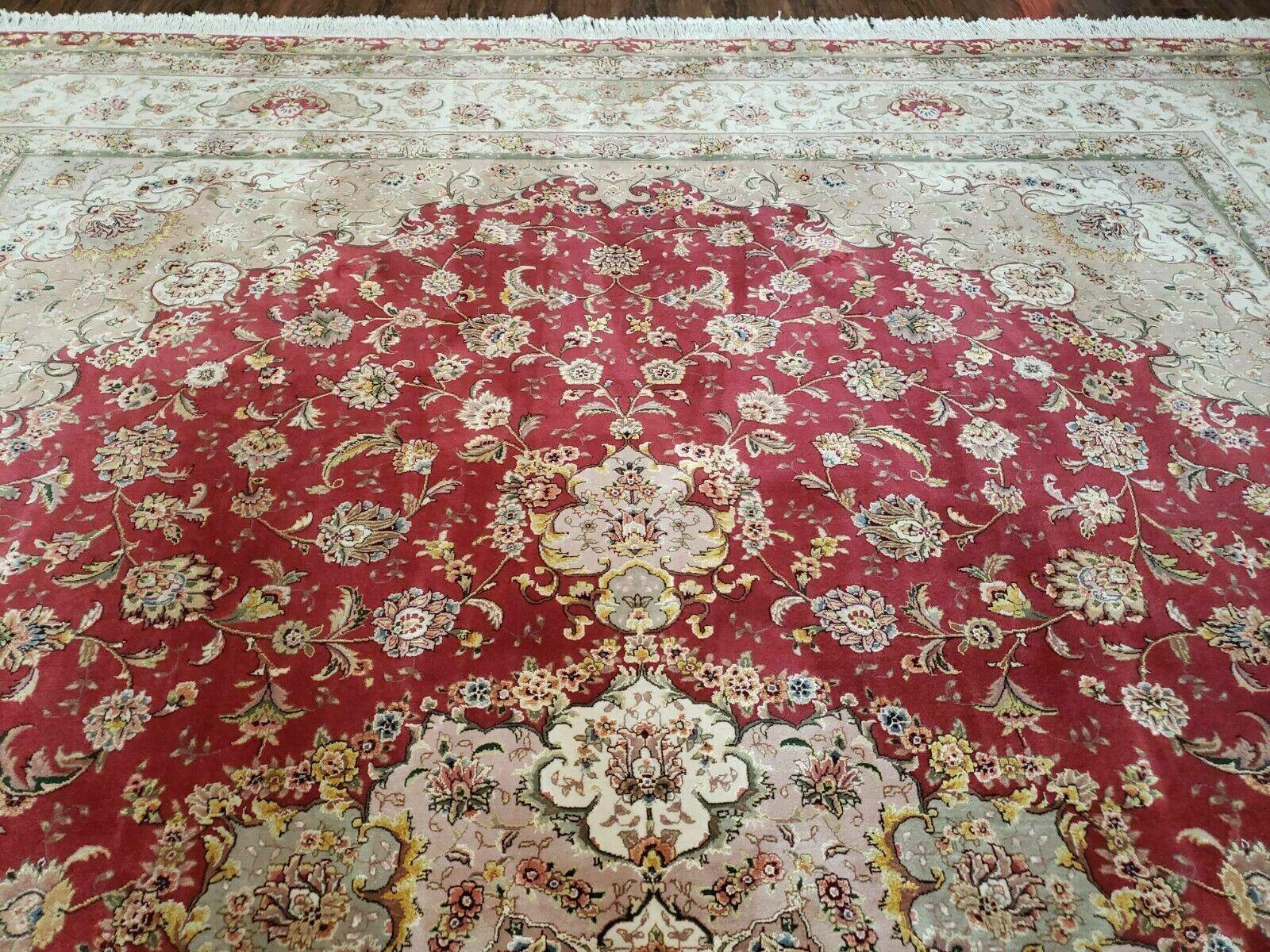 10' X 14' Handmade Fine Wool Rug Carpet Silk Accent Floral Dome Medallion Red Wow - Jewel Rugs