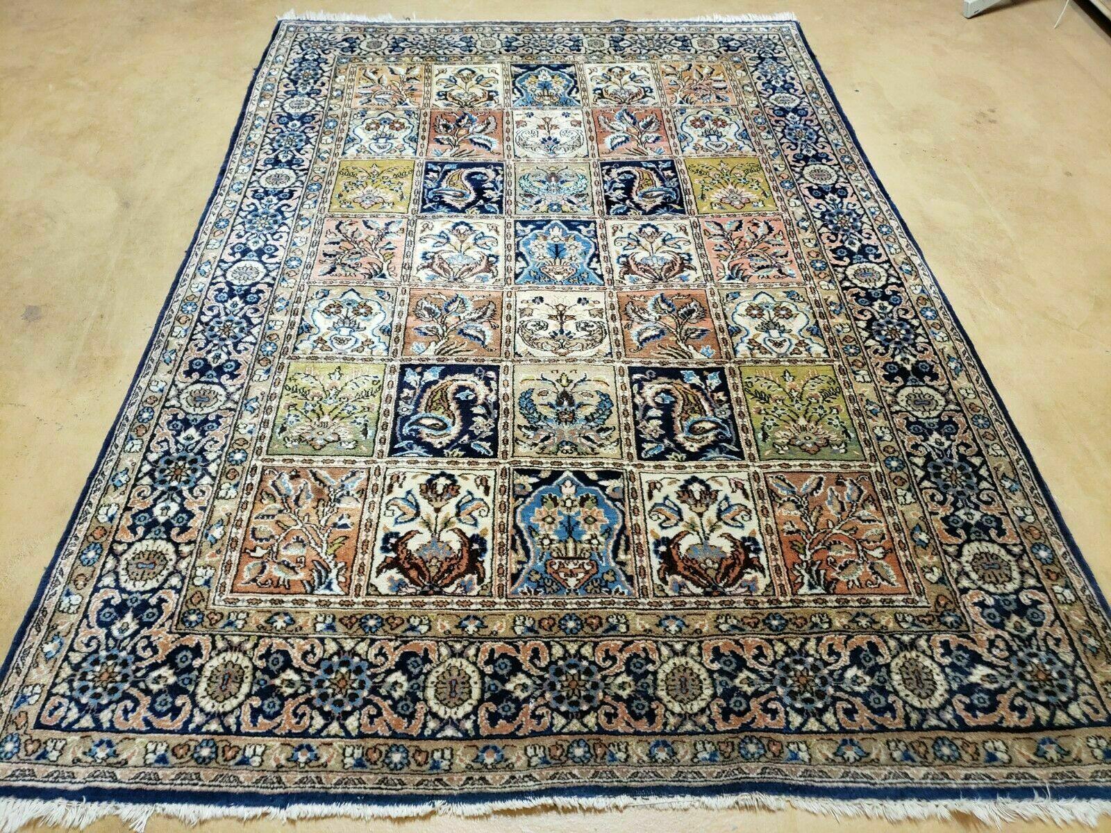 5' X 7' Persian Qum Handmade Carpet - Four Season Kheshti Garden Panel Design - Wool & Silk Rug - Jewel Rugs