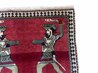 3 X 6 Handmade Wool Rug Tribal Balouch Warriors Deer Animal Pictorial Red Swords - Jewel Rugs