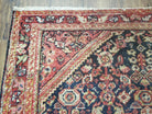 Antique Persian Mahal Area Rug 4x6 - 5x7, Wool Hand-Knotted Shabby Chic Oriental Rug, Red Black 1930s Foyer Room Carpet, Low Pile Boho Rug - Jewel Rugs