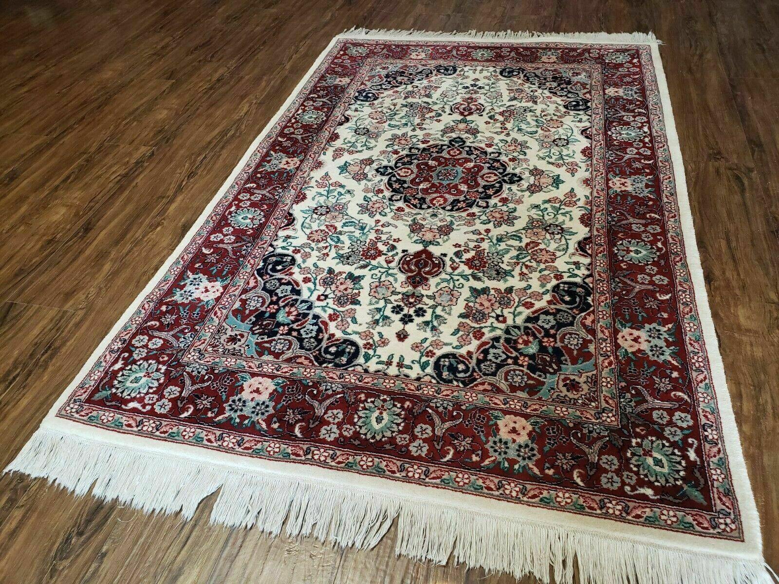 4' X 6' Handmade Indian Amritsar Wool Rug Carpet Ivory Beige - Jewel Rugs