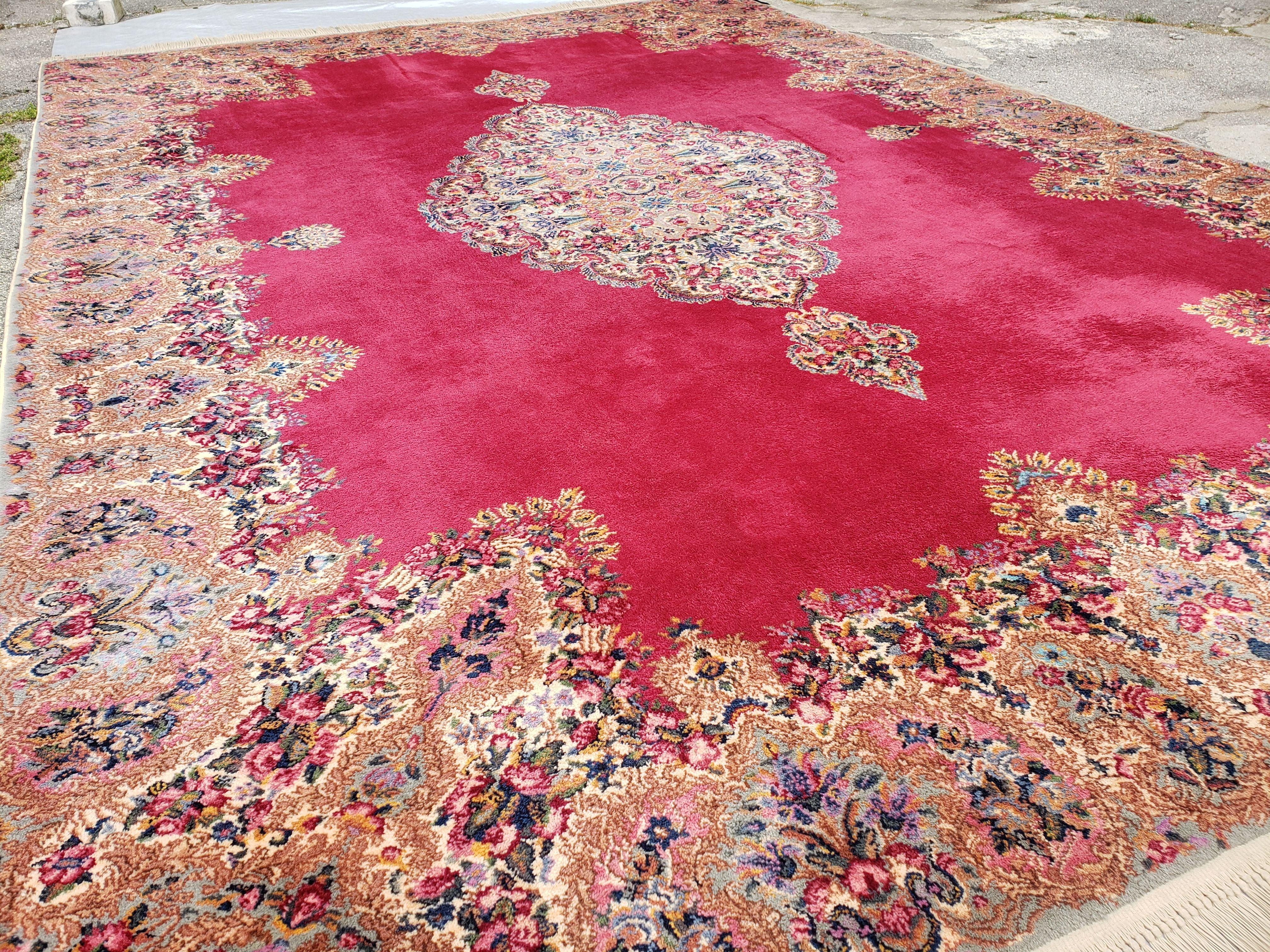 10x14 Karastan Rug Red Medallion Kirman #762 Wool Karastan Carpet Vintage 10 x 14 Area Rug - Jewel Rugs