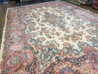 8' 6" X 12' 5" Authentic Vintage Handmade Kirman Wool Rug Beige Organic Nice - Jewel Rugs