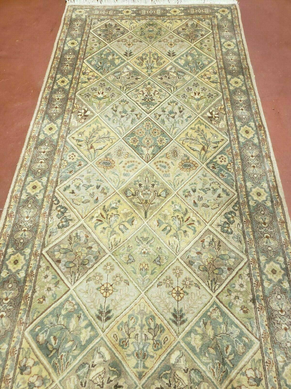 2' 7" X 9' Vintage Handmade India Floral Oriental Wool Runner Rug Hand Knotted - Jewel Rugs