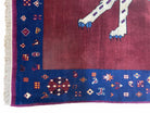 5 X 7 Handmade Zagros Wool Rug Snow White Panther Maroon Blue Organic Dyes - Jewel Rugs