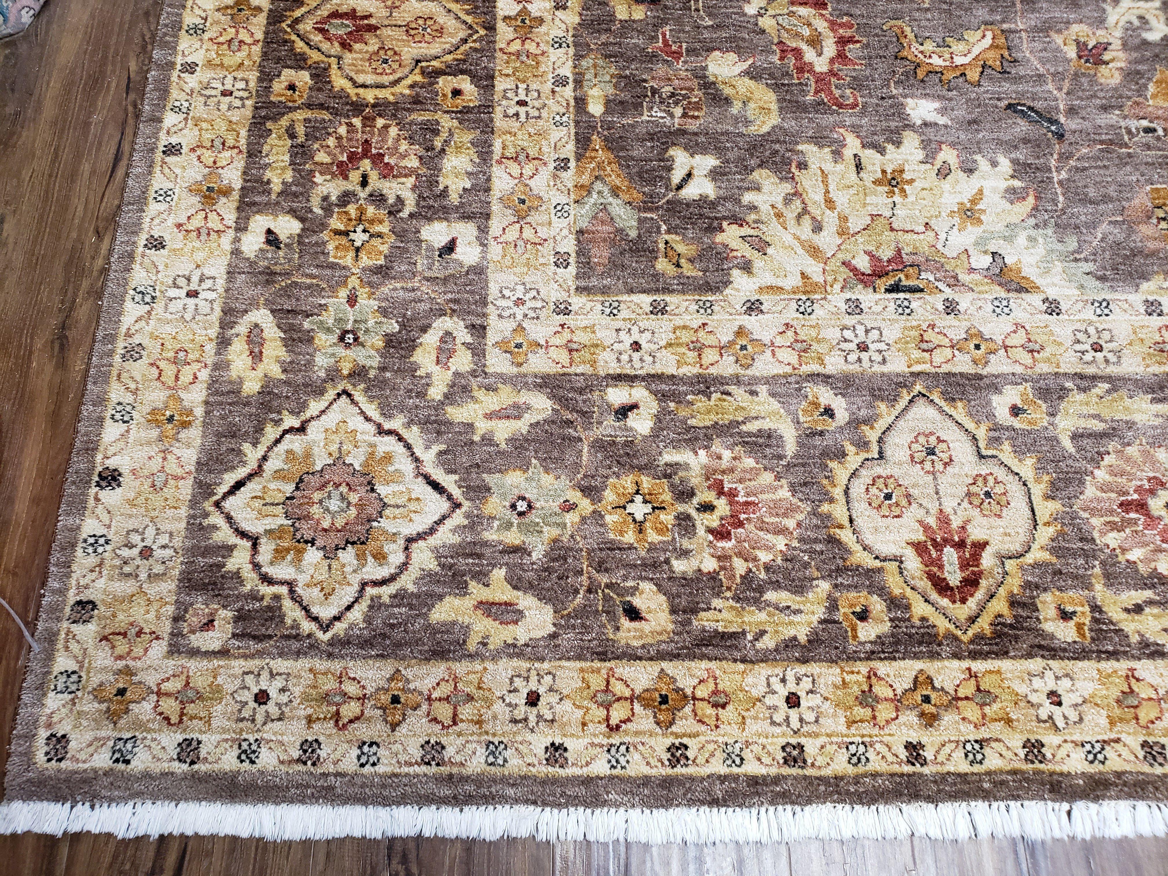 Gray Peshawar Rug, 9x12 Rug, Oriental Carpet for Modern Home, Floral Pattern Rug, Hand-Knotted Rug, Room Sized Rug, Wool Living Room Rug - Jewel Rugs