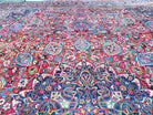 Antique Persian Mashad Oversized Area Rug, 12x17, Red, Wool, Hand-Knotted, Low Pile - Jewel Rugs