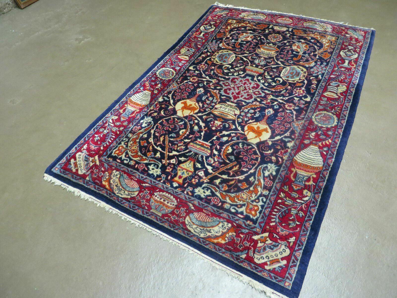 3' 6" X 5' 5" Vintage Fine India Floral Oriental Handmade Wool Rug Sufism Nice - Jewel Rugs