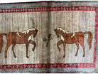 4 X 6 Handmade Rug Zagros New Vintage Quality Wool Rug Horses Silver Brown Nice - Jewel Rugs