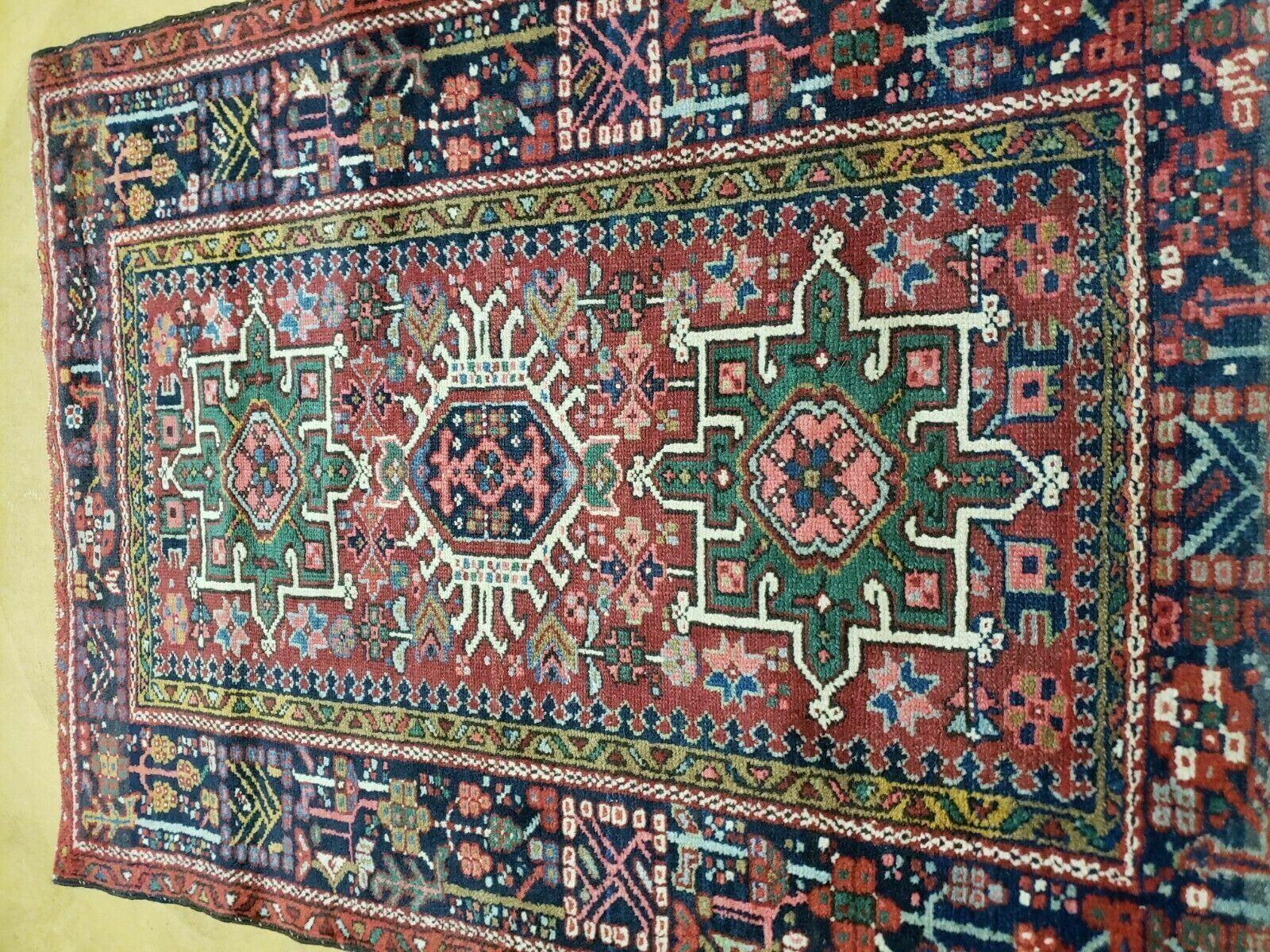 3' 3" X 4' 4" Handmade India Geometric Oriental Medallion Wool Rug Brick Color - Jewel Rugs