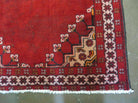 4' X 6' Antique Handmade India Geometric Oriental Wool Rug Red Vegetable Dyes - Jewel Rugs