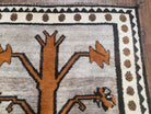 Unique Vintage Gabbeh Tree of Life Rug, Gray, Hand-Knotted, 4'3" x 7' 4" - Jewel Rugs