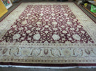 10' X 15' Vintage Handmade India Agra Larastan Wool Rug Floral Beauty Wine Red - Jewel Rugs