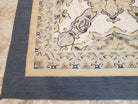 Oversized Aubusson Rug 16 x 21 ft, Palace Sized Flat Weave Carpet, Extra Large Handmade Rug, Flat Weave Chinese Aubusson, Wool, Ivory Blue - Jewel Rugs