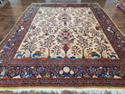 Antique 1920s Persian Kashan Room Sized Rug, Wool Hand-Knotted, Ivory Red Blue, 10' x 13' 3" - Jewel Rugs