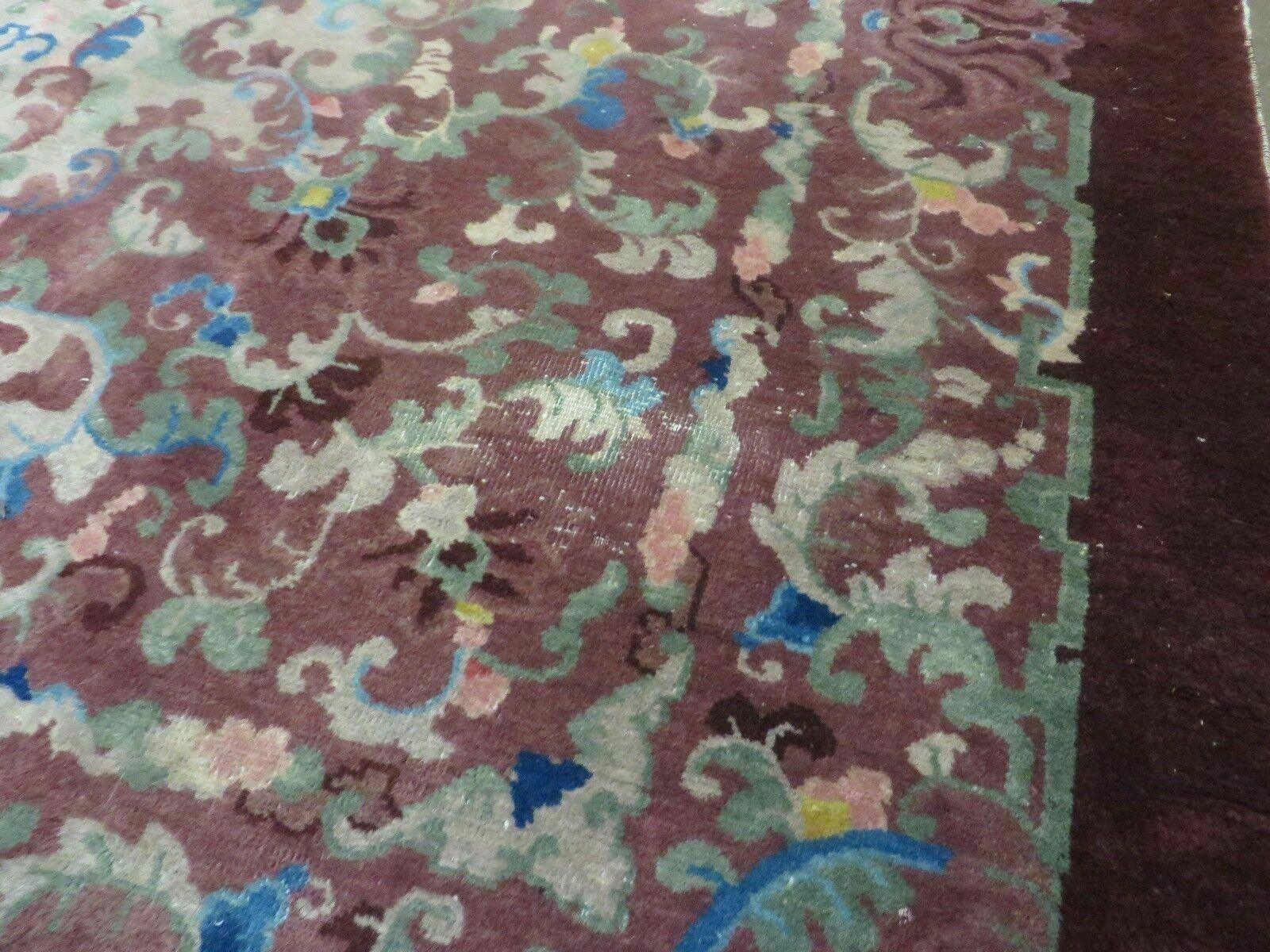 8' X 10' Vintage Handmade Chinese Art Deco Peking Nichols Wool Rug Flowers Nice - Jewel Rugs