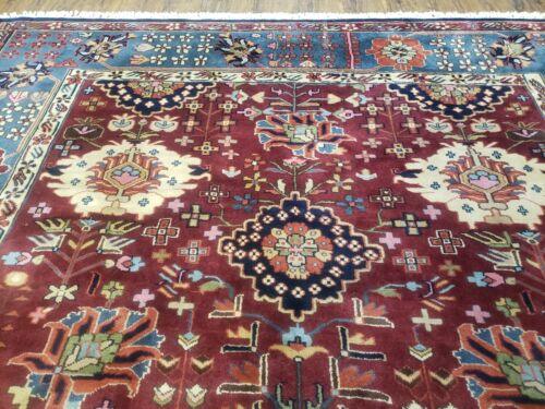 8' X 11' Vintage Handmade Indian Heriz Oriental Wool Rug Nice Vegetable Dye Red - Jewel Rugs