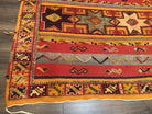 Unique Moroccan Rug 7x10, Room Sized Carpet, Red Orange Gray, Wool Oriental Striped Geometric Tribal Boho Rug, Flatweave with Raised Pile - Jewel Rugs