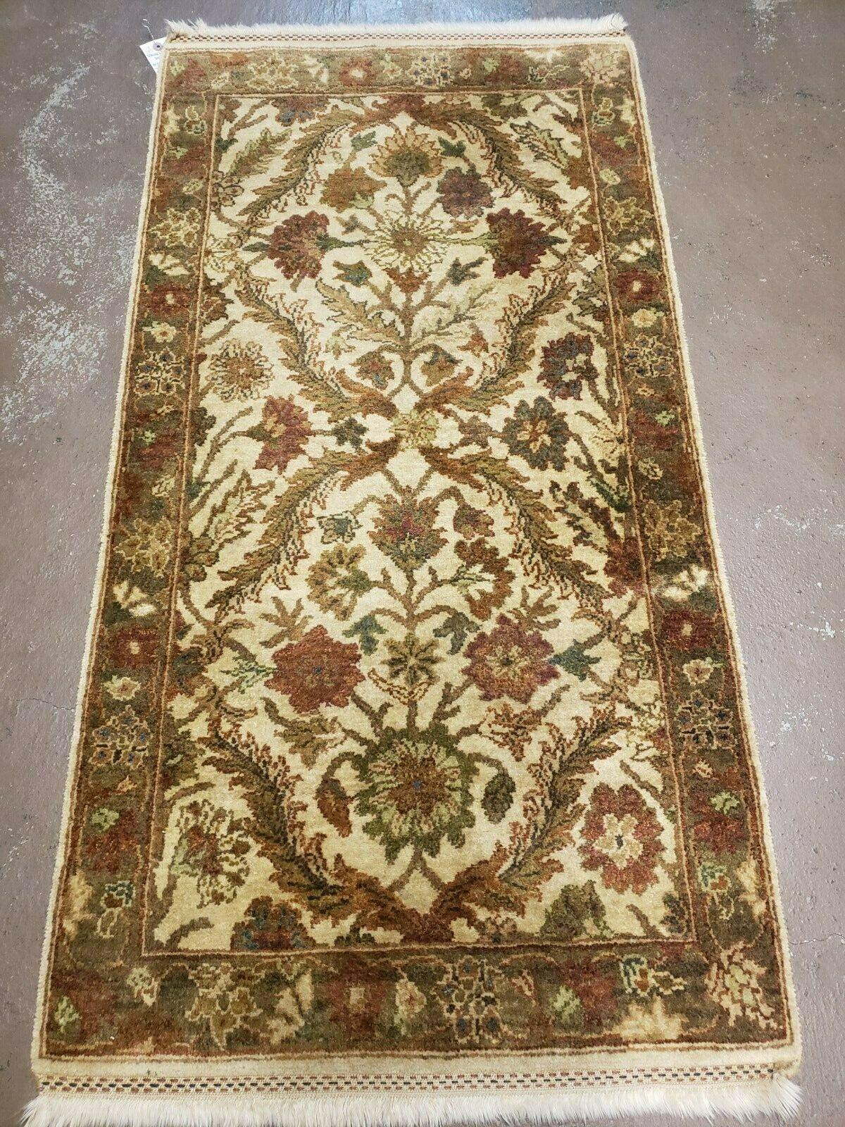 2' 3" X 4' 3" Vintage Handmade India Mahal Wool Rug Veg Dyes Tea Wash Nice - Jewel Rugs