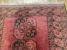 Antique Bukhara Area Rug, Vintage Afghan Bokhara Bashir Rug, 4x6 Hand-Knotted Oriental Carpet, Red & Black Wool Rug, 4' x 5'9 - Jewel Rugs