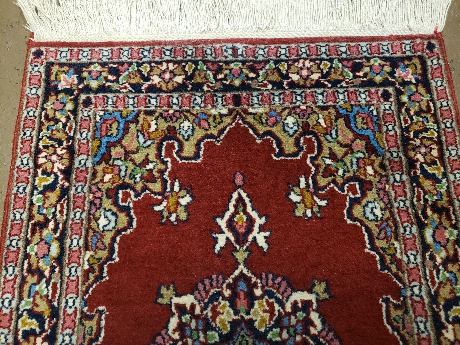 1' 6" X 2' 2" Vintage Handmade Indian Wool Rug Nice - Jewel Rugs