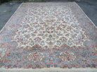 8' 8" X 10' 6" Karastan Ivory Kirman Oriental Design Wool Rug American Made USA Nice - Jewel Rugs