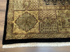 Indo Persian Rug 9x12, Vintage Area Rug 9 x 12, Wool Hand-Knotted Oriental Carpet, Panel Design, Tea Washed Rug, Brown/Tan Black, Indian Rug - Jewel Rugs